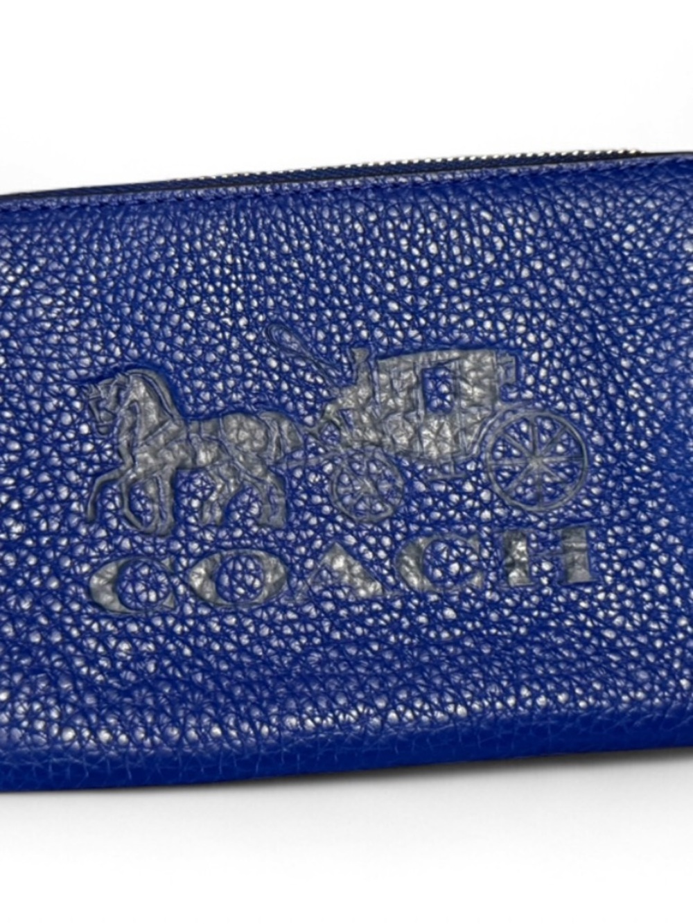 Coach Pebbled Leather Zip Pouch in Cobalt Blue